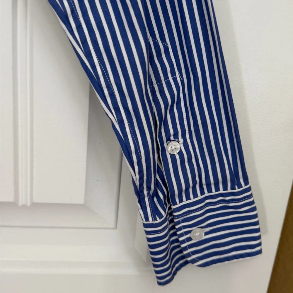 RALPH LAUREN SPORTS BOYS BLUE WHITE STRIPED LONG SLEEVE BUTTON UP SHIRT SIZE 6